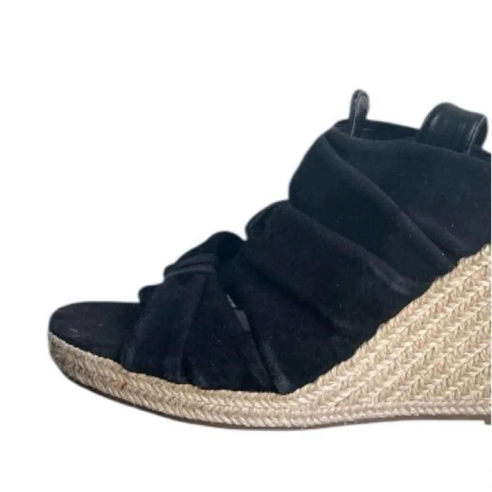 Sam Edelman Awan Black Suede Wedges Espadrille Slingback Sandals Size 8